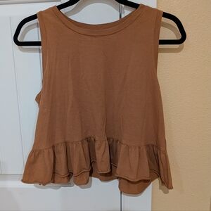 Wild Fable Tan Ruffle Hem Tank Top